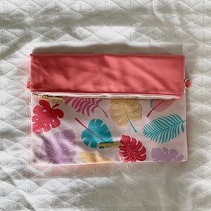 Floral Pattern + Coral Clutch / Purse / Bag